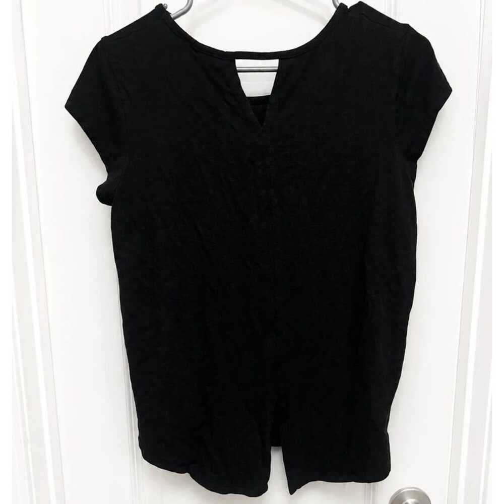 Max Studio Black V-Neck Short Sleeve Blouse Women’s Size Medium